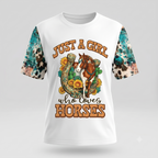 Just a Girl Who Loves Horses All Over Print Shirt, Horse Riding Shirt