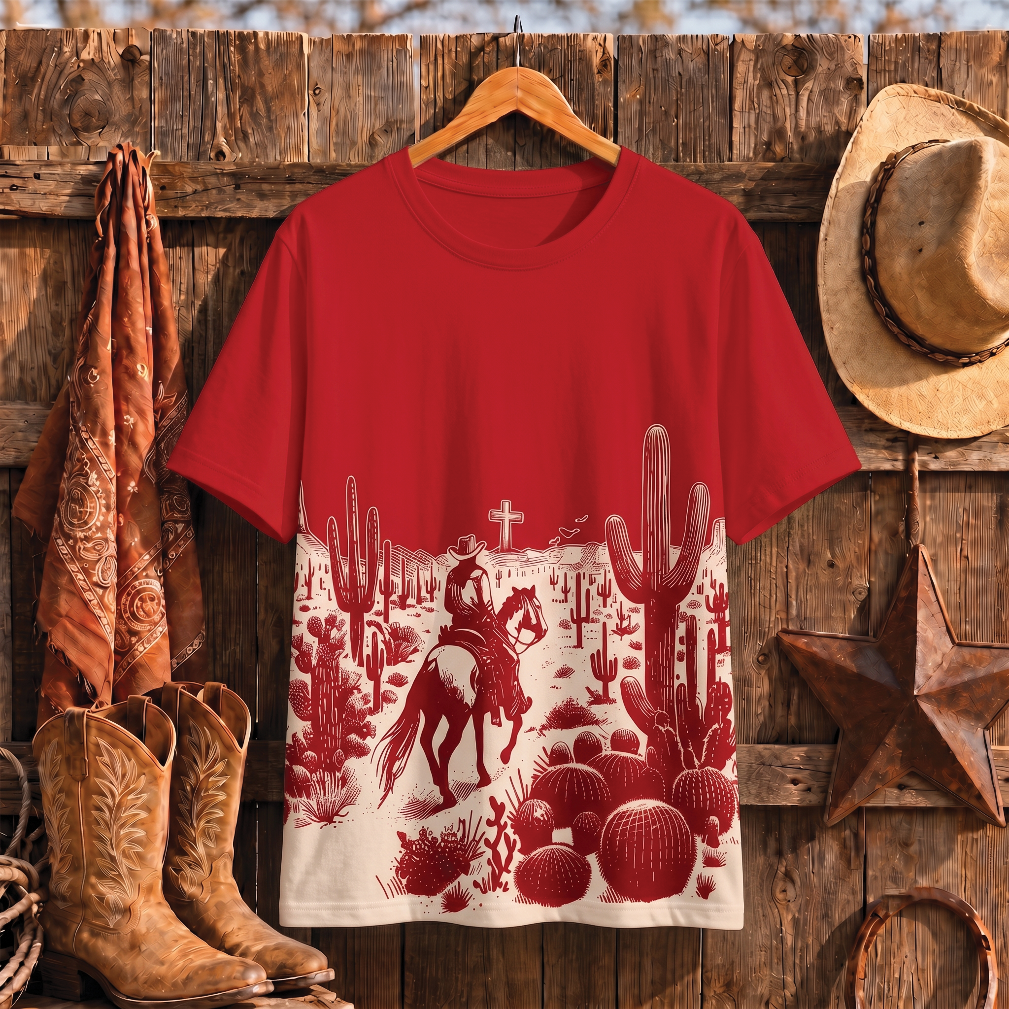 Vintage Western Cowboy All Over Print Shirt, Christian Cowboy Shirt