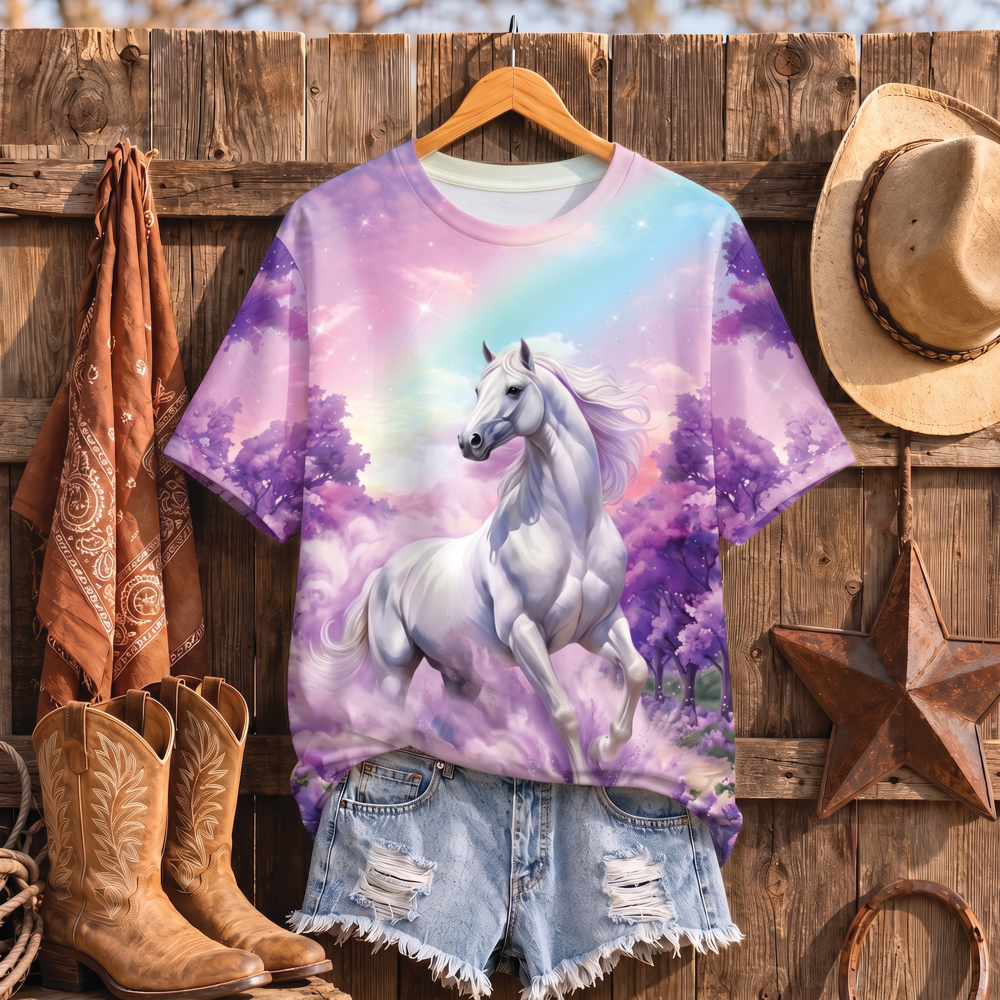 Ethereal White Horse All Over Print Shirt