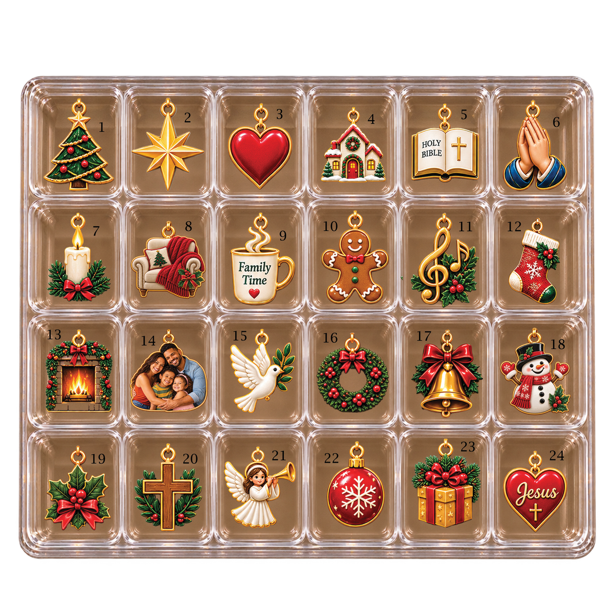 Personalized Family Photo Advent Calendar 2026, Christian Christmas Countdown Box