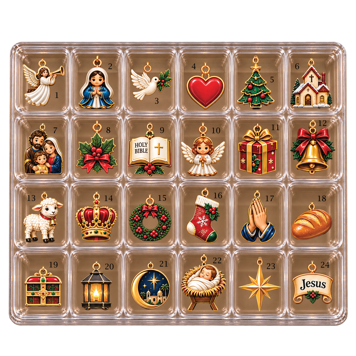 24 Day Christian Christmas Advent Calendar 2026, Christmas Countdown Set