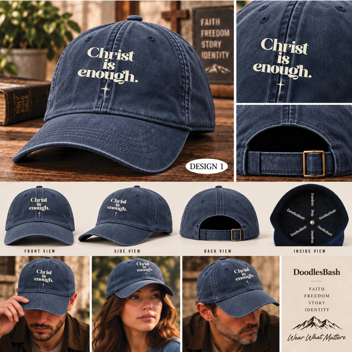 Christ is Enough Christian Baseball Cap