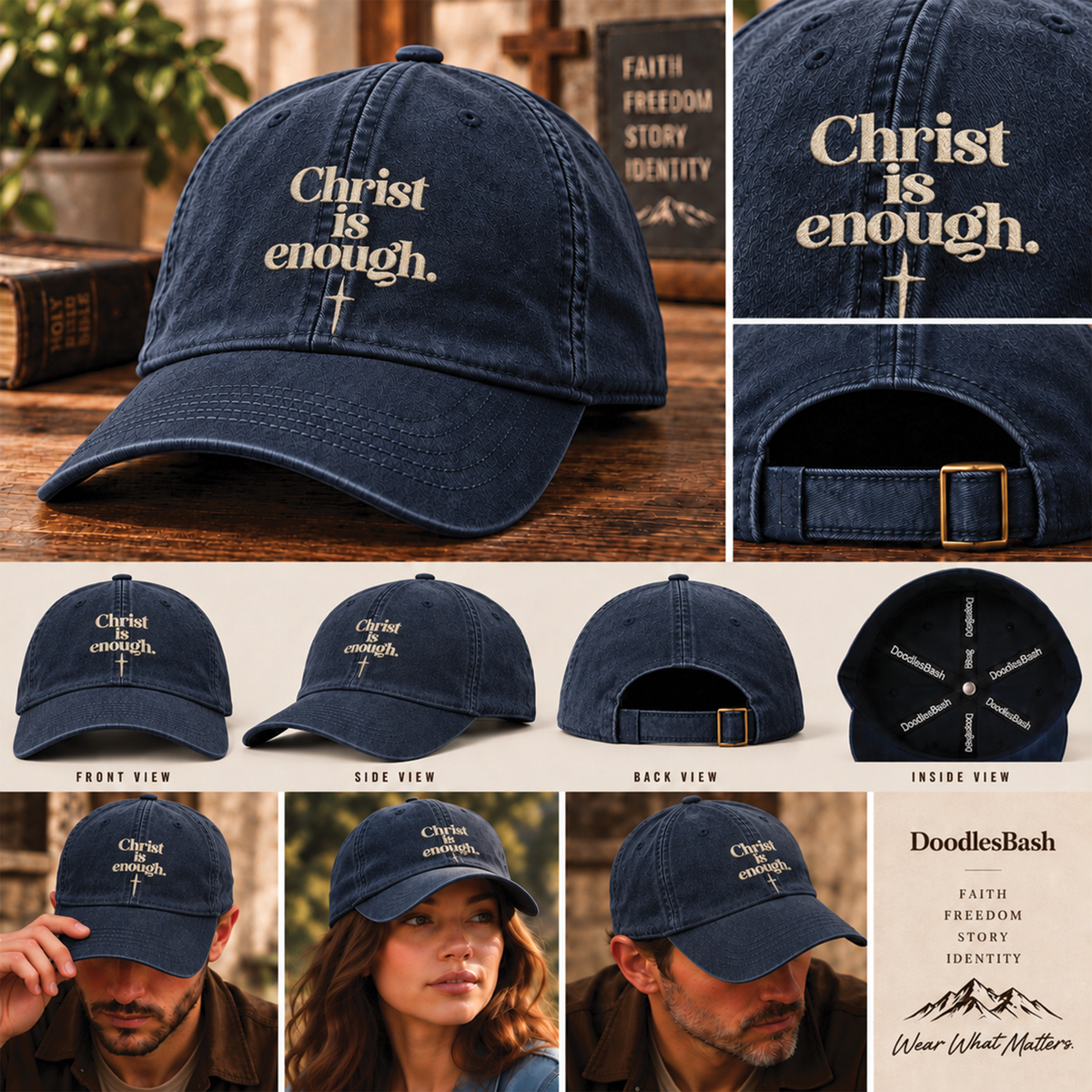 Christ is Enough Embroidered Hat - Christian Baseball Cap