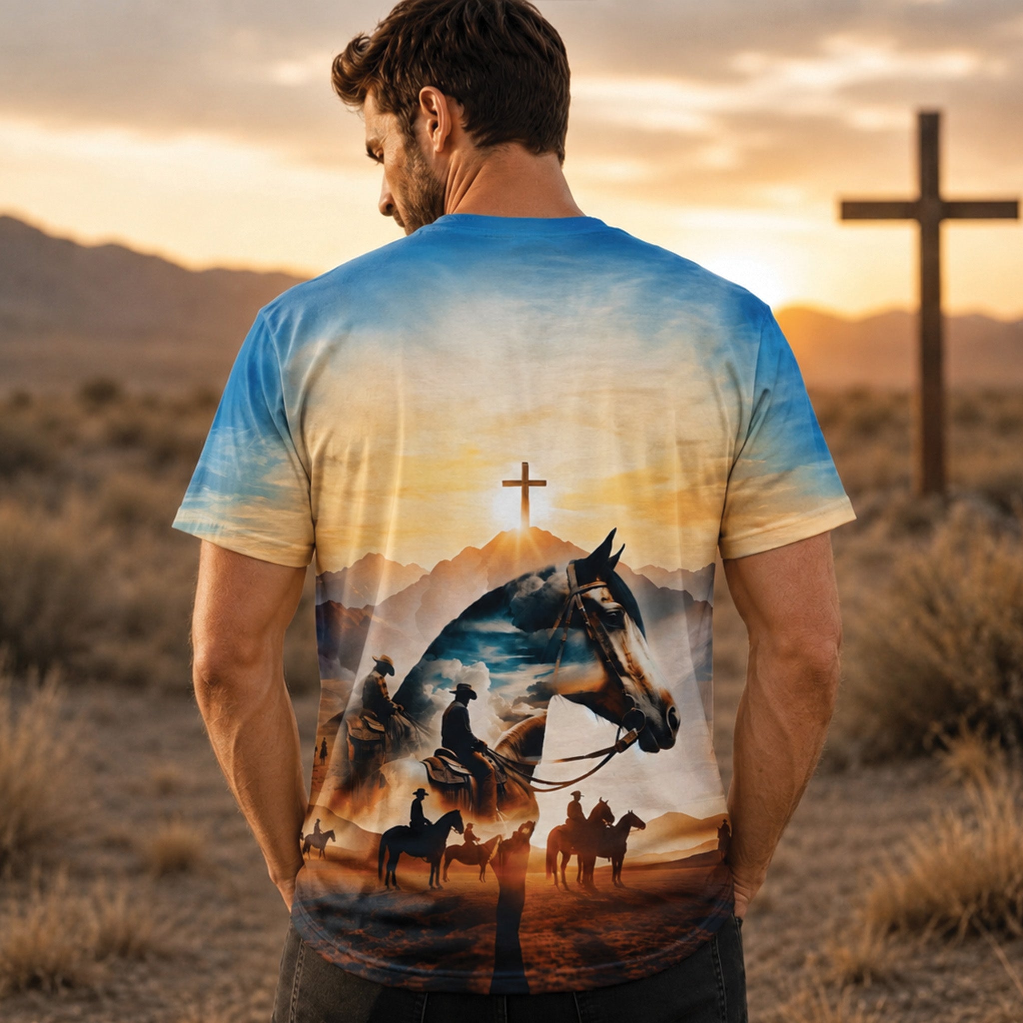 Jesus Takes The Reins All Over Print Shirt, Christian Western Tee
